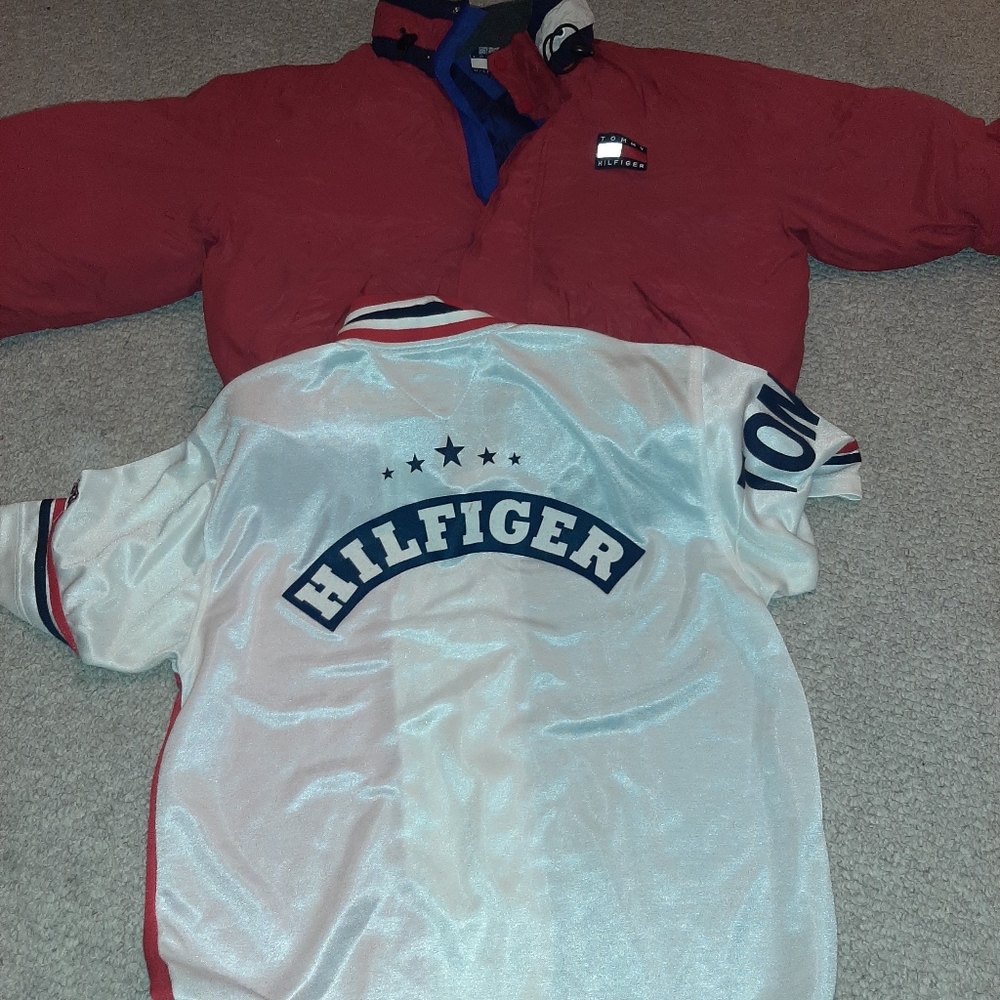 Vintage 90s Tommy jacket & colorblock tommy shirt